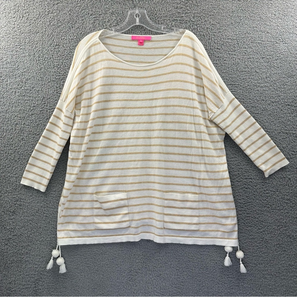 Lilly Pulitzer Elba Sweater Tunic Coastal Preppy Beach Neutral Women's Small